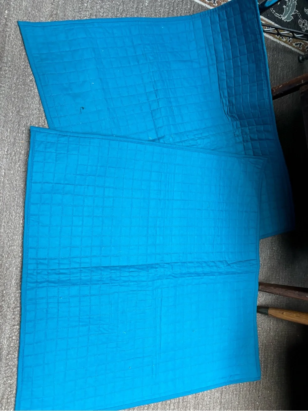 2 large Quilted Solid Teal Blue pillow shams (26.5x26.5)